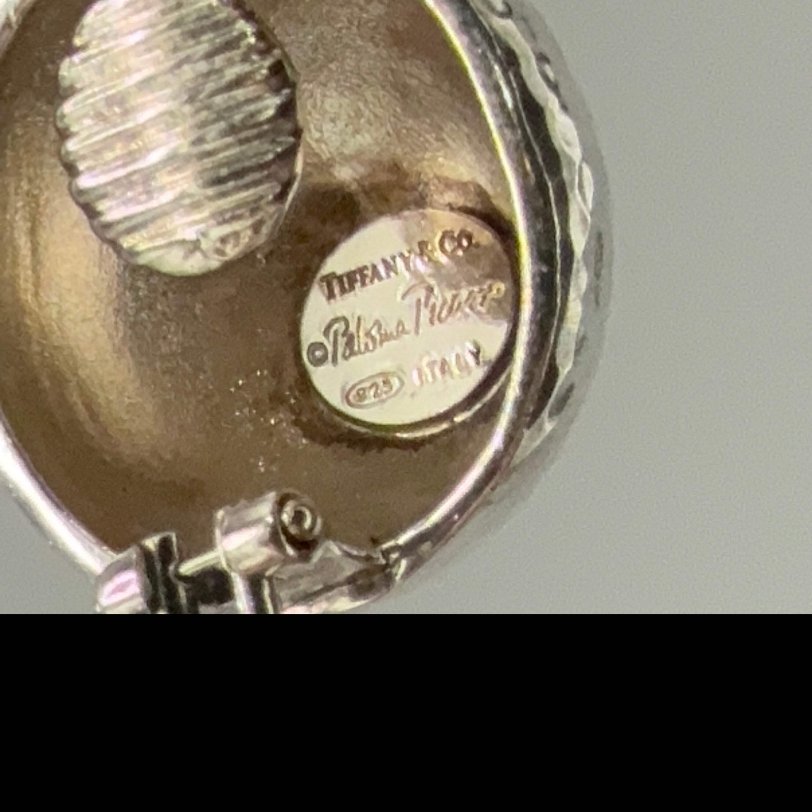Estate Paloma Picasso for Tiffany & Co. Sterling Silver Hammered Clip On Dome Ea
