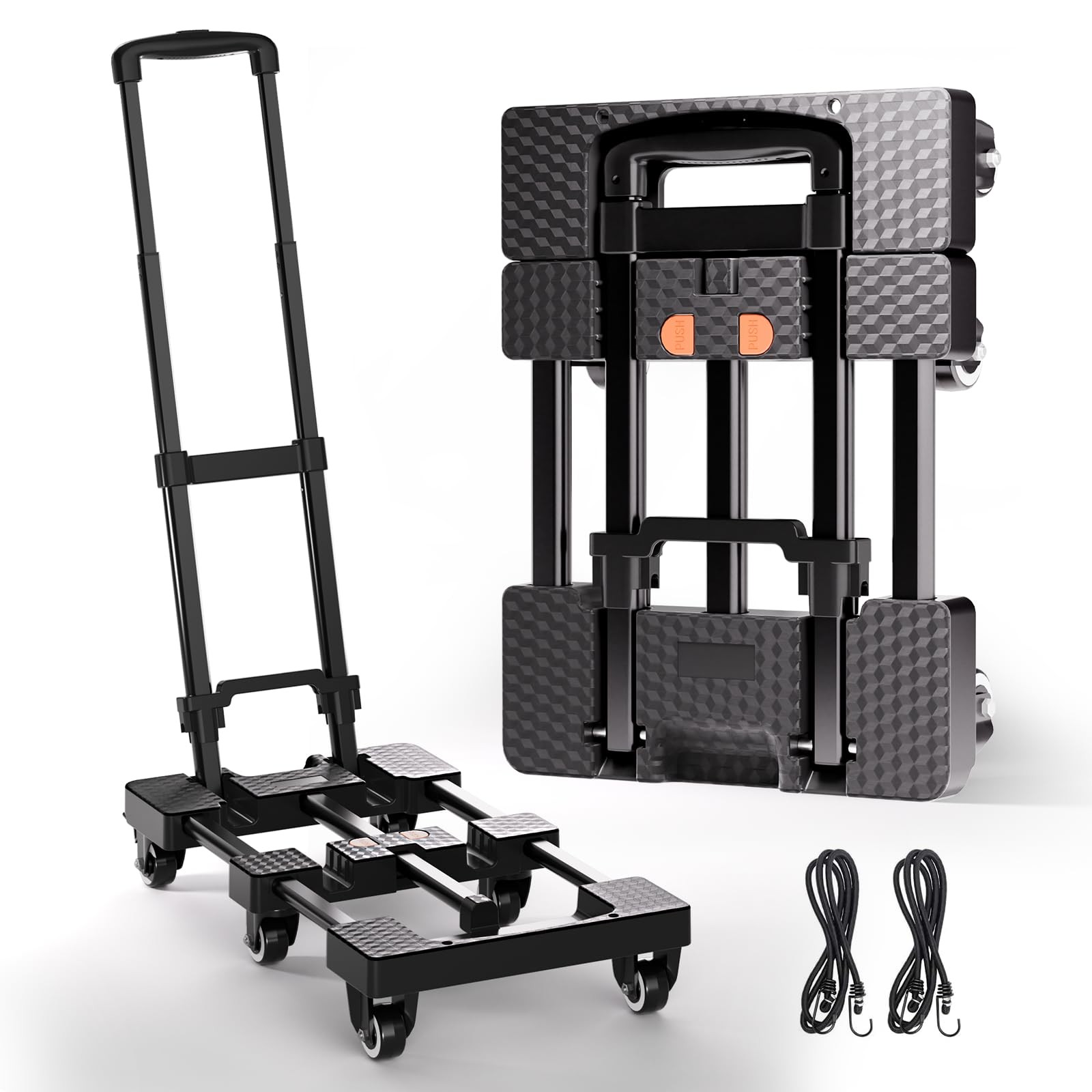 Voipvvii Folding Hand Truck 500lbs, Portable Heavy Duty Dolly 1.70, Black