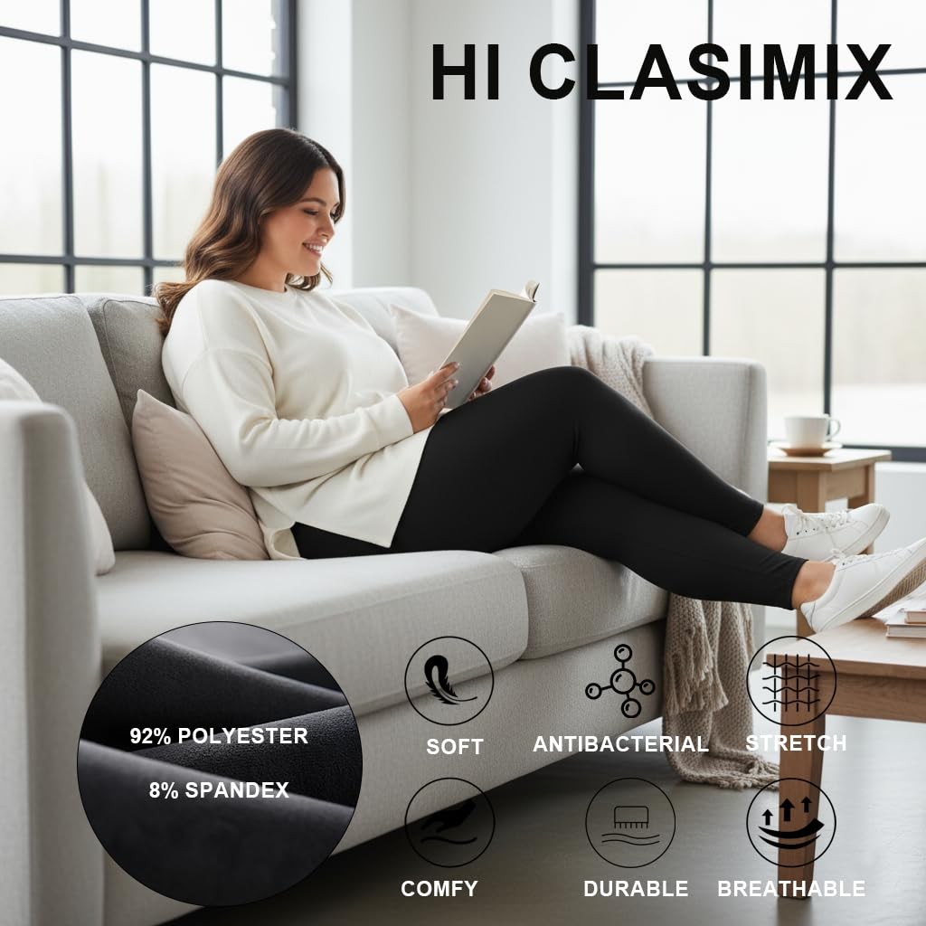 Hi Clasmix Plus Size Leggings for Women 3X-Large, 01b-2 Pack Black