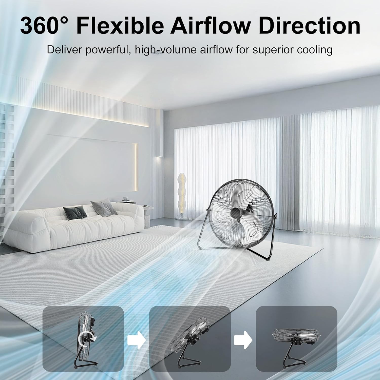 Uthfy 20 Inch High Velocity Heavy Duty Fan, Metal Industrial Floor Fan with Wa