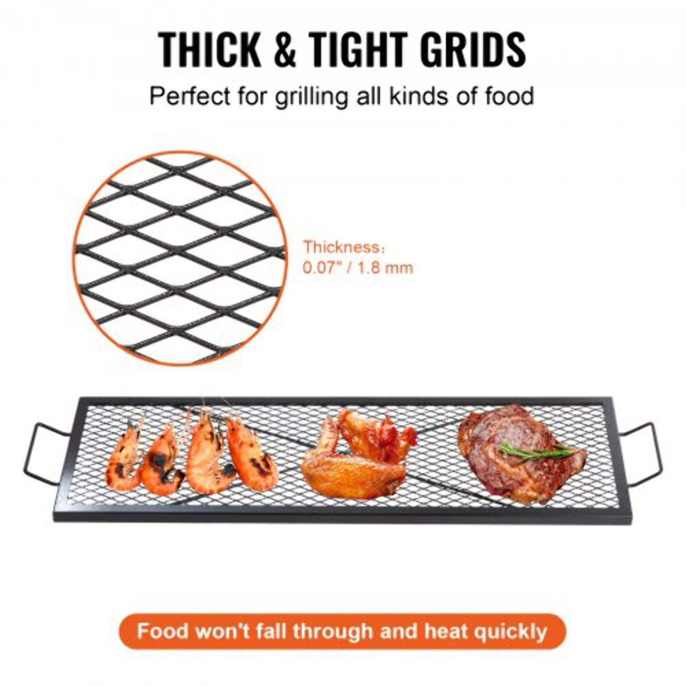 XMarks Fire Pit Grill Grate Rectangle Cooking Grate Heavy Duty Steel