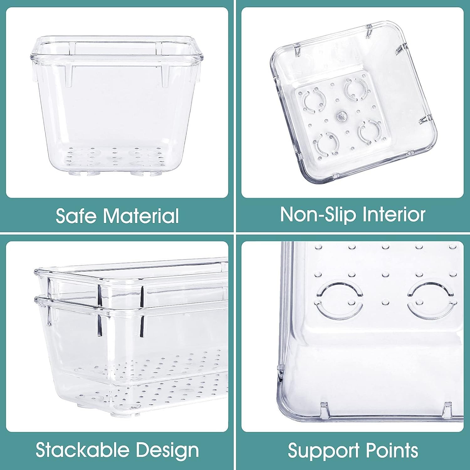 WOWBOX 25 PCS Clear Plastic Drawer Organizer Set, 4 Sizes Desk