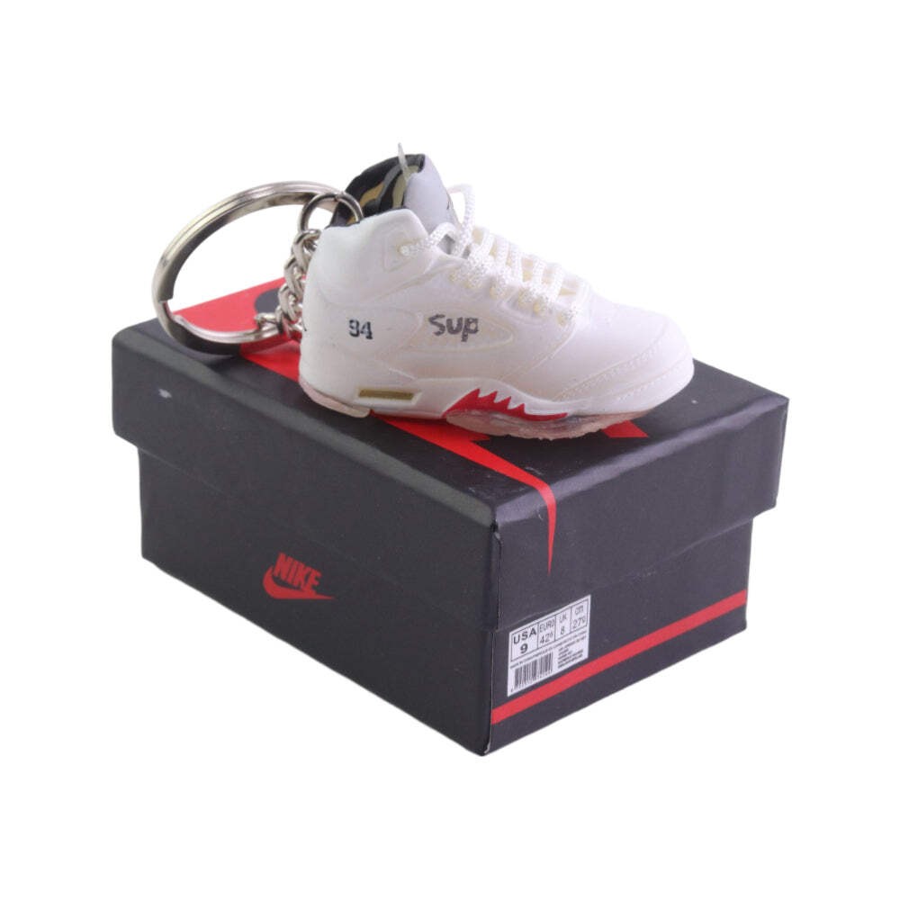 AJ 5 High Top Trainer Keychain With Mini Shoe Box