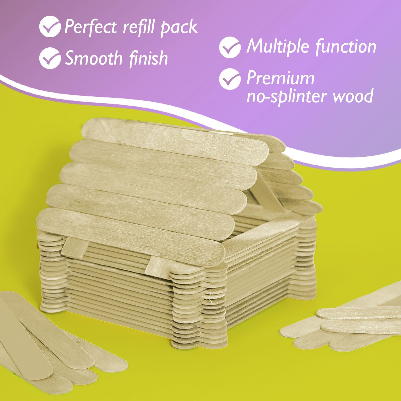 BAZIC Jumbo Craft Sticks Natral Wood, Large Size Ice 5 7/8″ x 3/4″, Natural