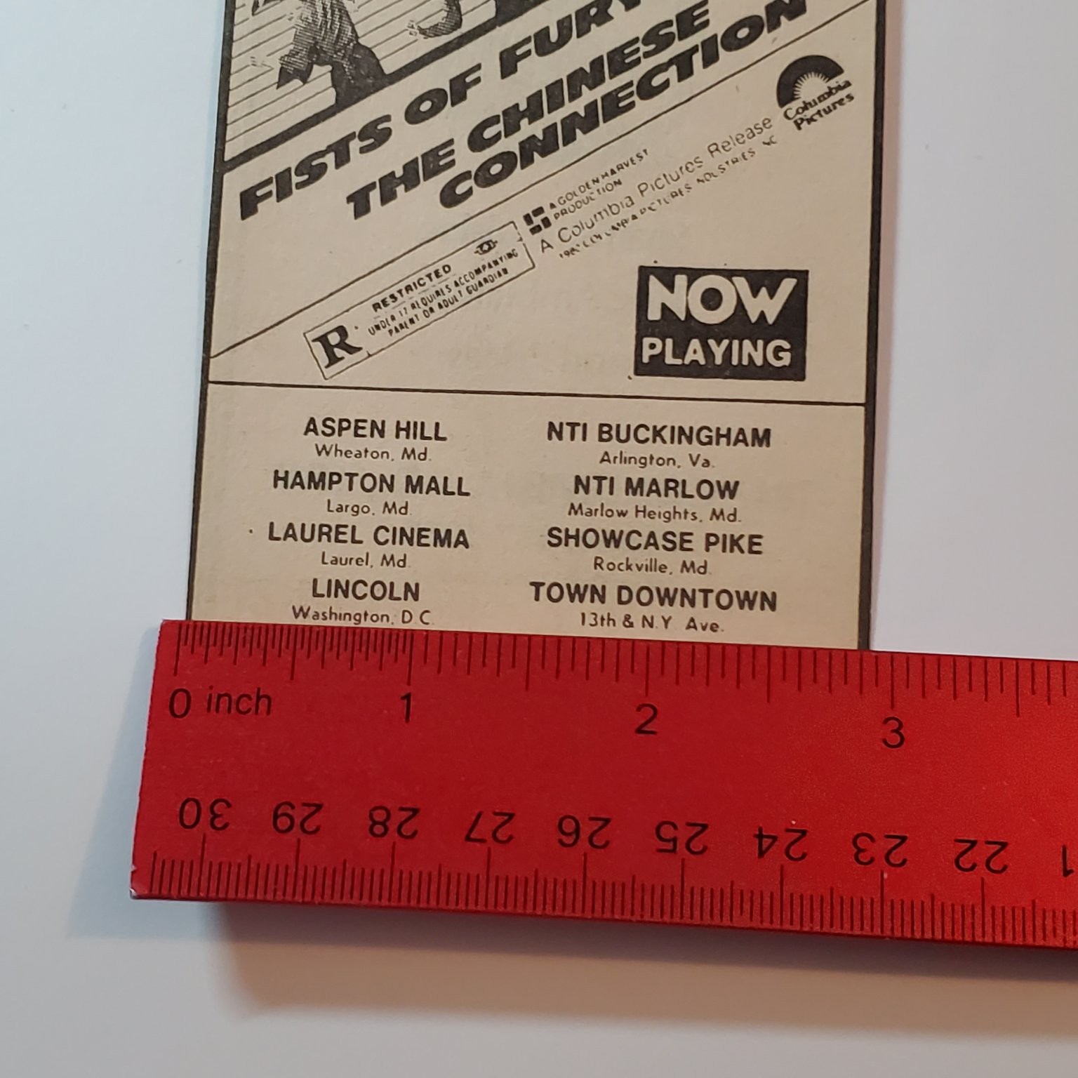 Vintage Bruce Lee Movie Ad FISTS OF FURY THE CHINESE CONNECTION 1980 Flyer