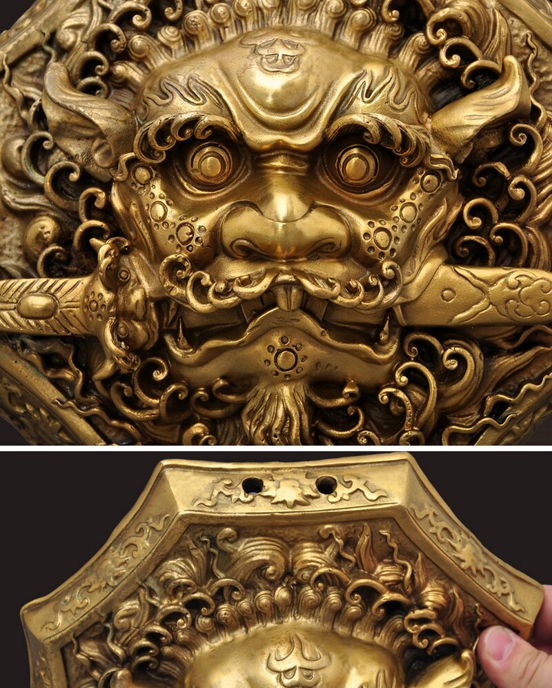 Brass Tiger Head Sword Mirror Feng Shui Amulet Home Exorcise Evil Spirit