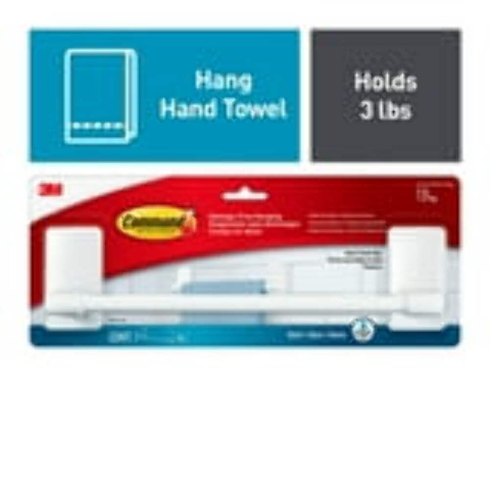 Command Bath Plastic Hand Towel Bar, White, 1 Hand Towel Rack, Holds 3 lbs, 4 St