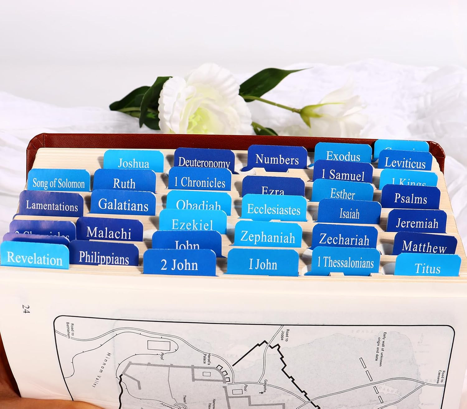 Blue Bible Tabs for Men Paper Index Tabs for Scripture Study & Chapter