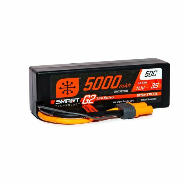 Spektrum 11.1V 5000mAh 3S 50C Smart G2 Hardcase LiPo Battery IC5 [SPMX53S50H5]