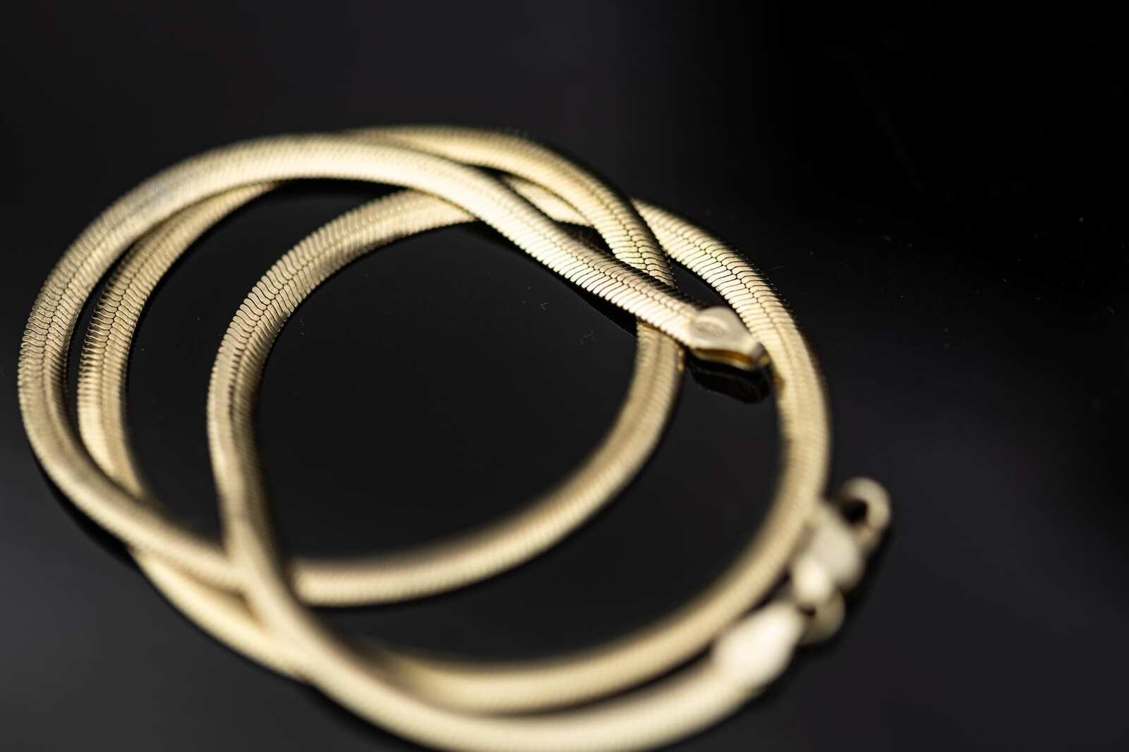 Vintage Estate Liquid Gold Over Sterling Snake Chain Necklace