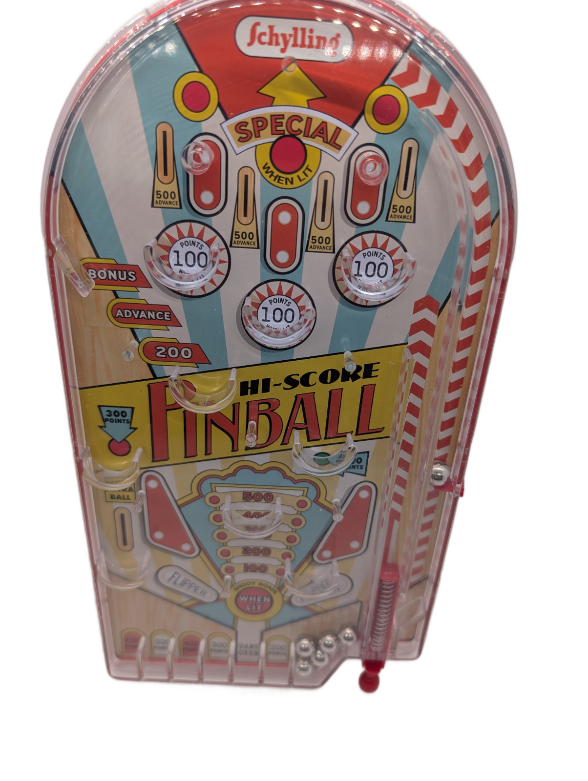 2018 Schylling Hi-Score Pinball Game 10” Retro Handheld Steel Ball Marble Toy