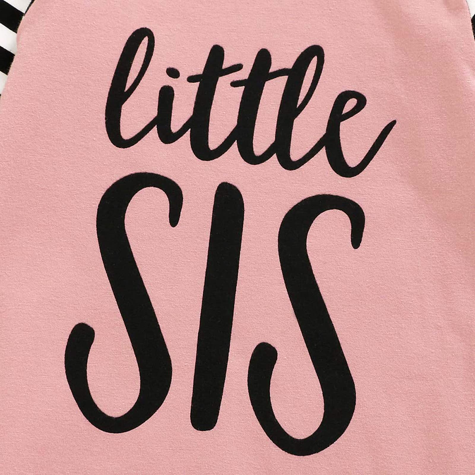 AMAWMW Newborn Baby Girl Little Sister 0-6 Months, A Pink Striped Sleeve
