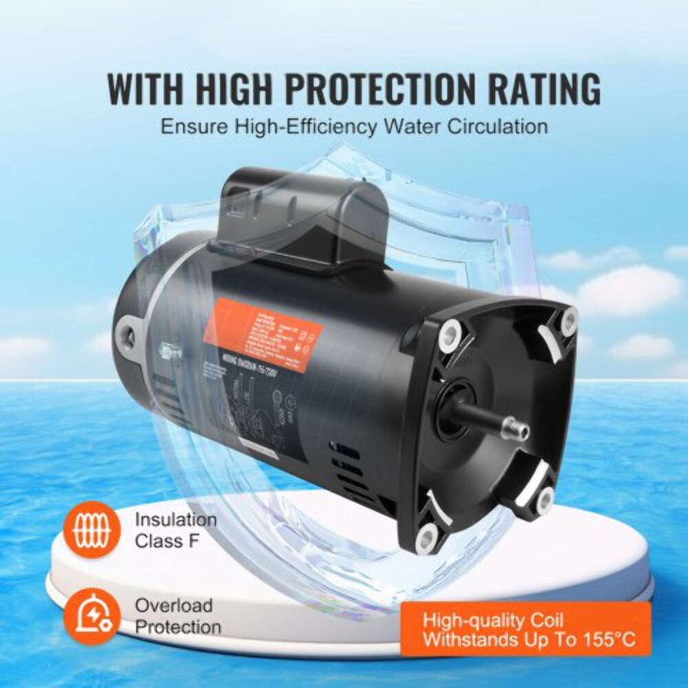 1 HP Pool Pump Motor 56Y Frame 115V(9 Amps)/230V(4.5 Amps) 3450RPM 60Hz