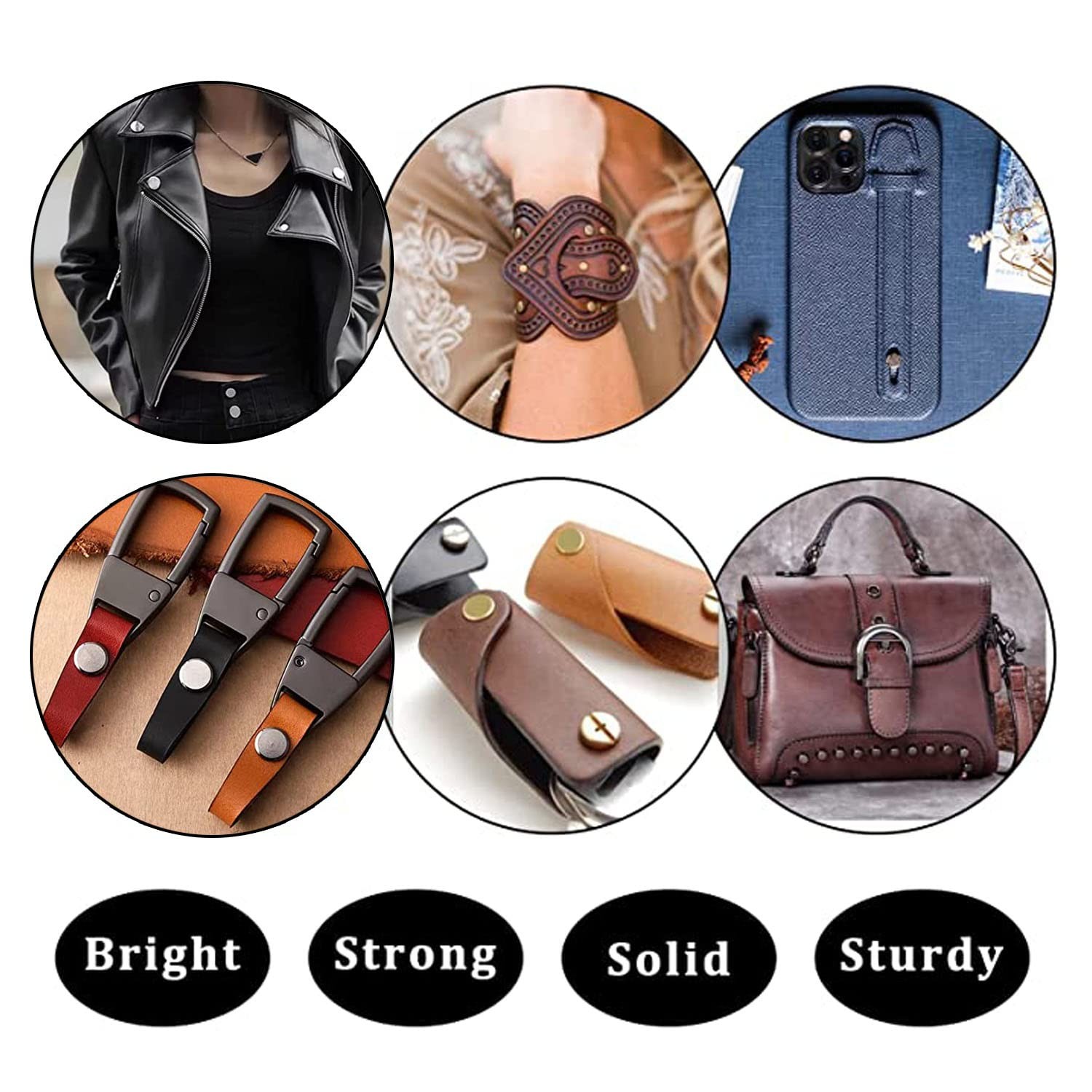 90 Sets Bronze Chicago Screws Leather Assorted Kit M5*4.5.6.8.10.12mm,