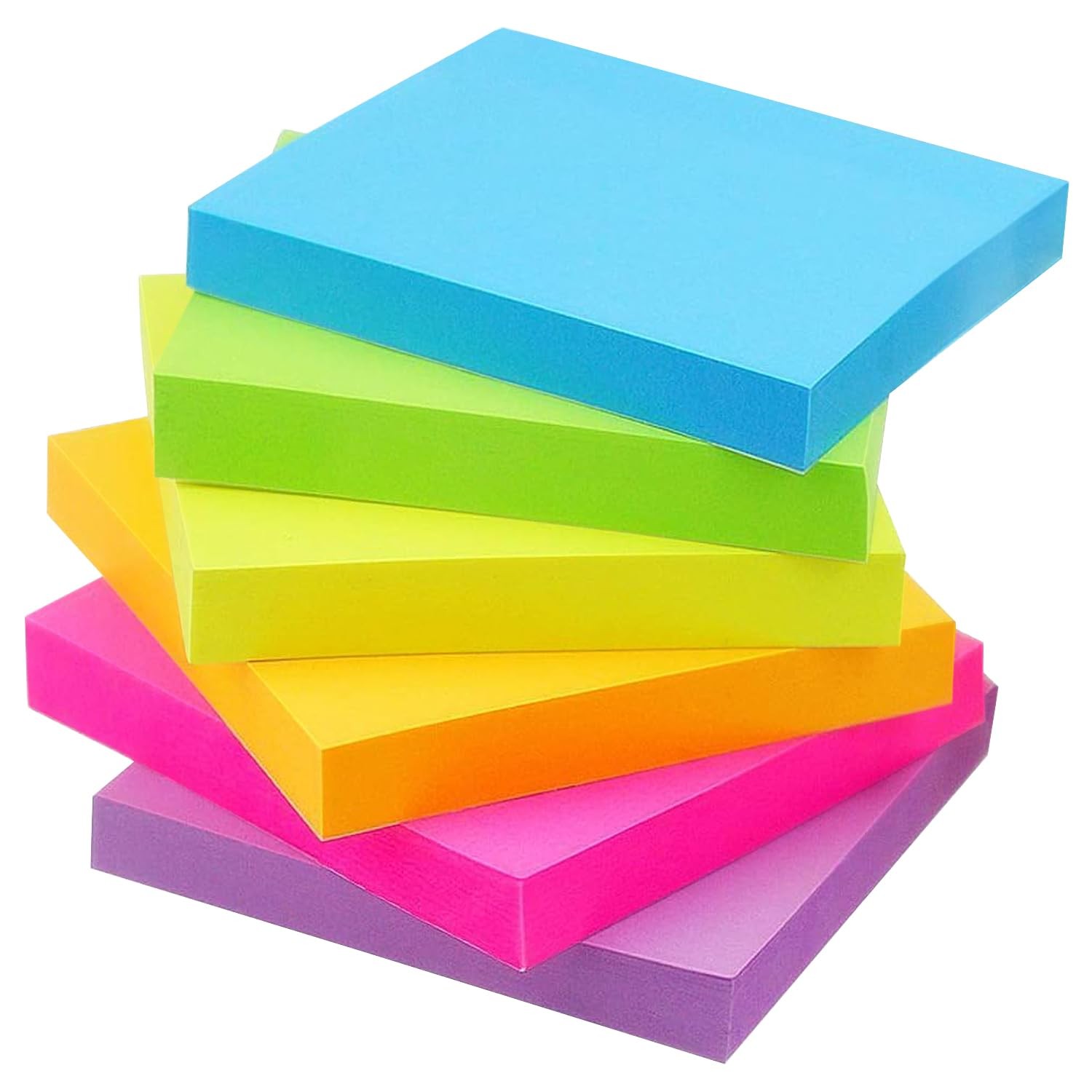Early Buy Sticky Notes 6 Bright Color 6 Pads Self-Stick 3 x 3 inches, 6