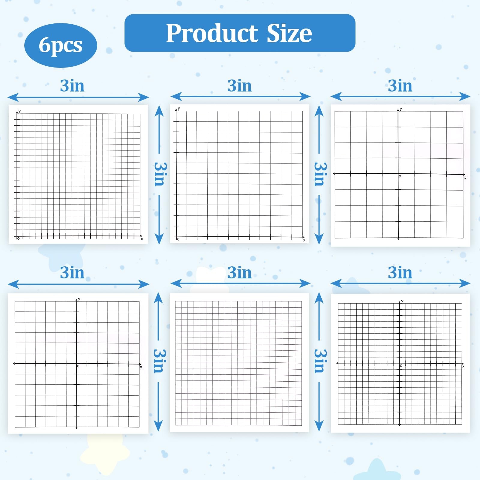 6 Packs Graph Paper Sticky Notes 300 Sheets 3 x 3 Inch 3 x 3 inches, White