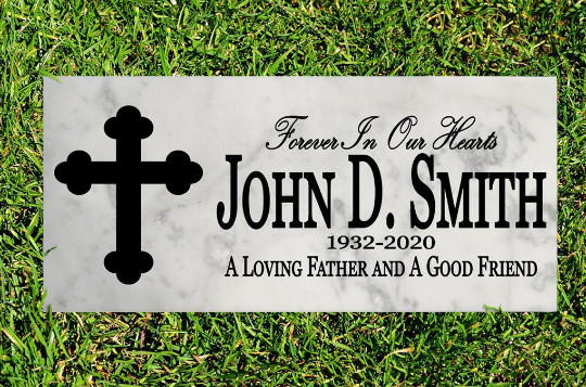 Personalized Memorial Stone Forever In Our Hearts Gift Marble Remembrance Stone