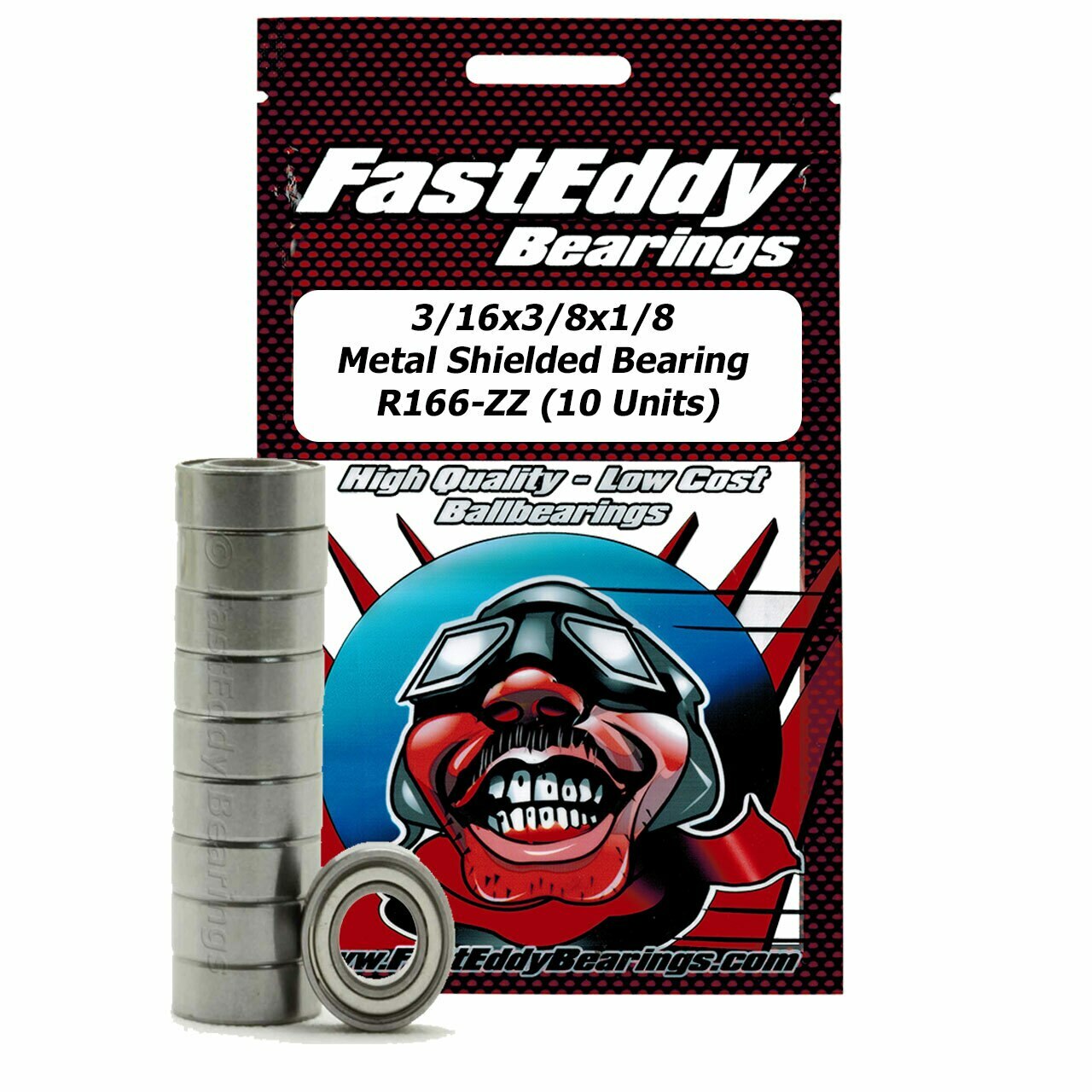 3/16×3/8×1/8 Metal Shielded Bearing R166-ZZ 10 Units