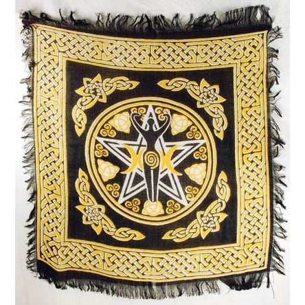 Pentagram Goddess Altar Cloth, 18 x 18 Inches
