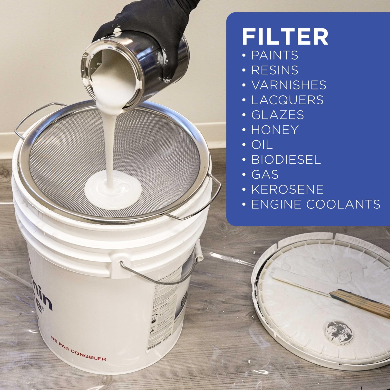 Master Elite 60 Mesh Stainless Steel Paint Strainer, 6 Pack – Fits Over 5 Gallon