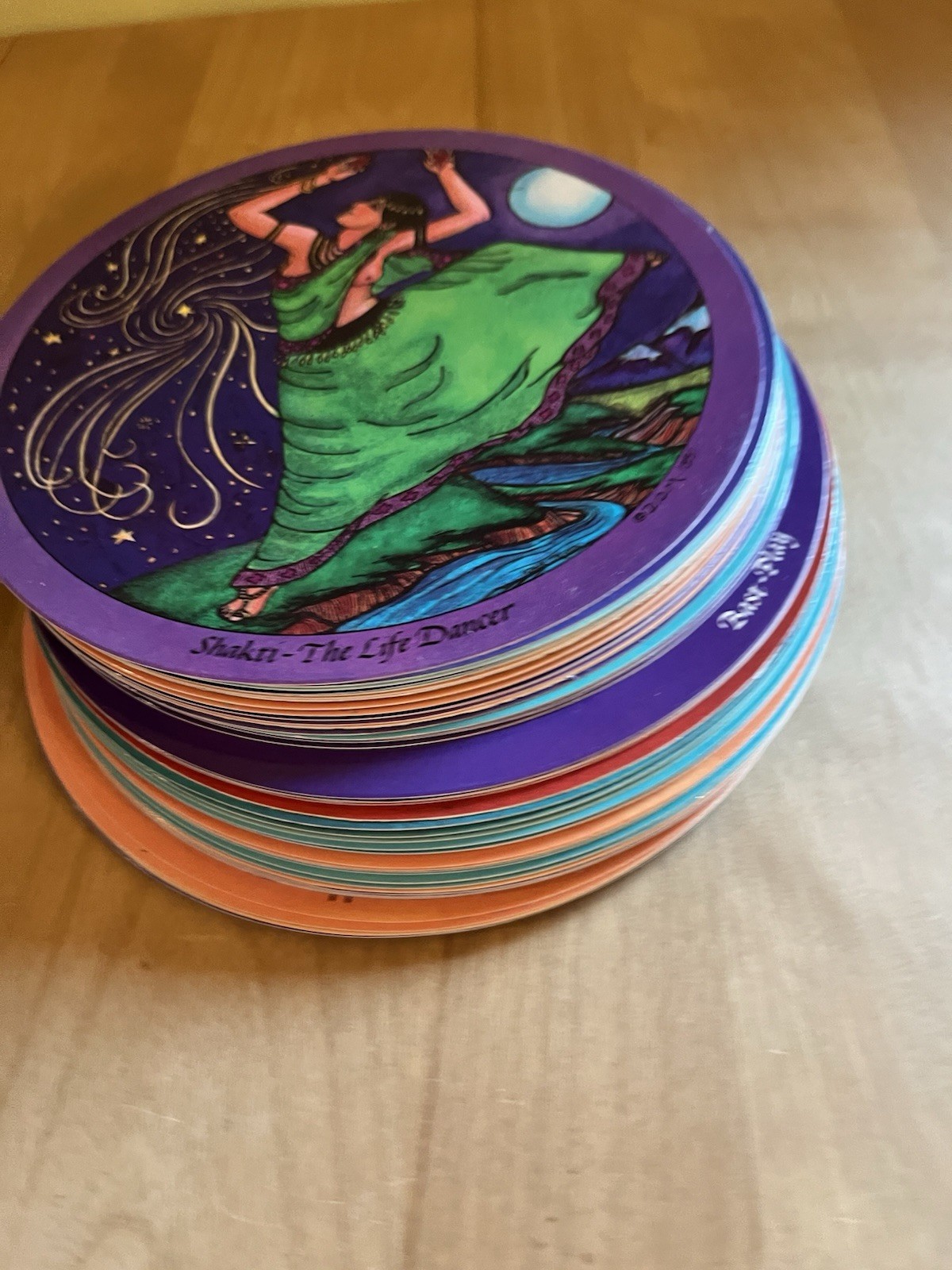 Daughters of the Moon Tarot Book & 75 Round Cards Ffiona Morgan With Bag