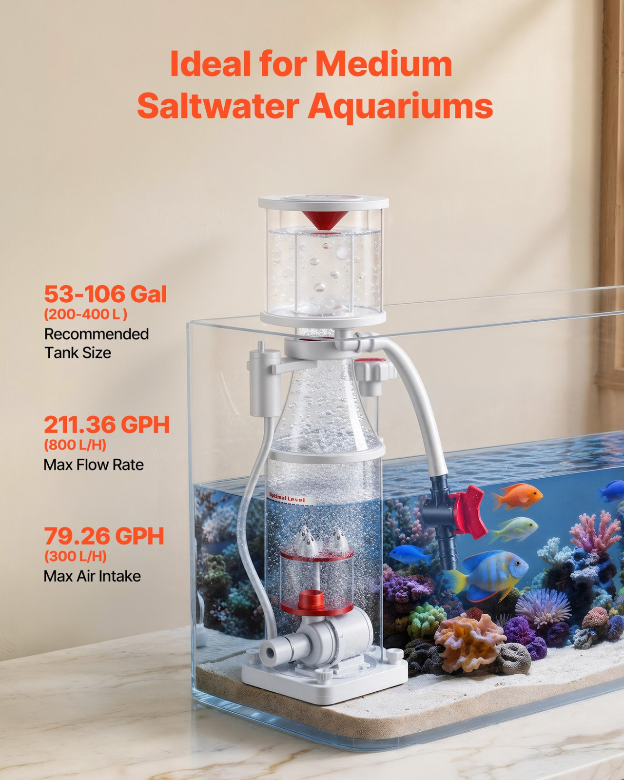 VEVOR Protein Skimmer for Saltwater Aquariums 53-106 Gal | Internal with Adjusta