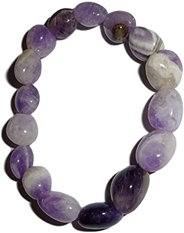 Amethyst natural Tumbled crystal healing gemstone stretch bracelet