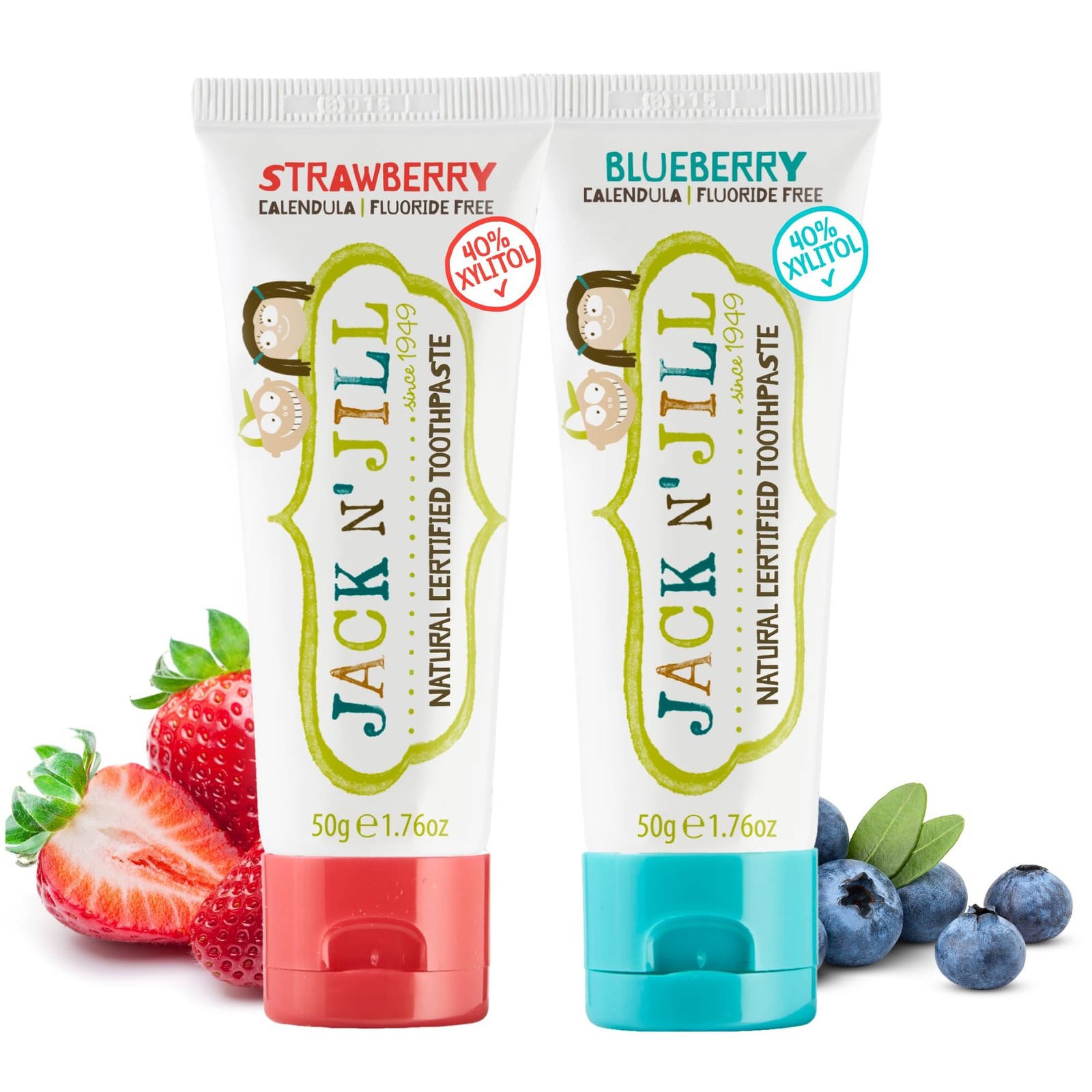 Jack N’ Jill Natural Toothpaste for Kids – Fluoride Free Toothpaste, 40% Xyli…