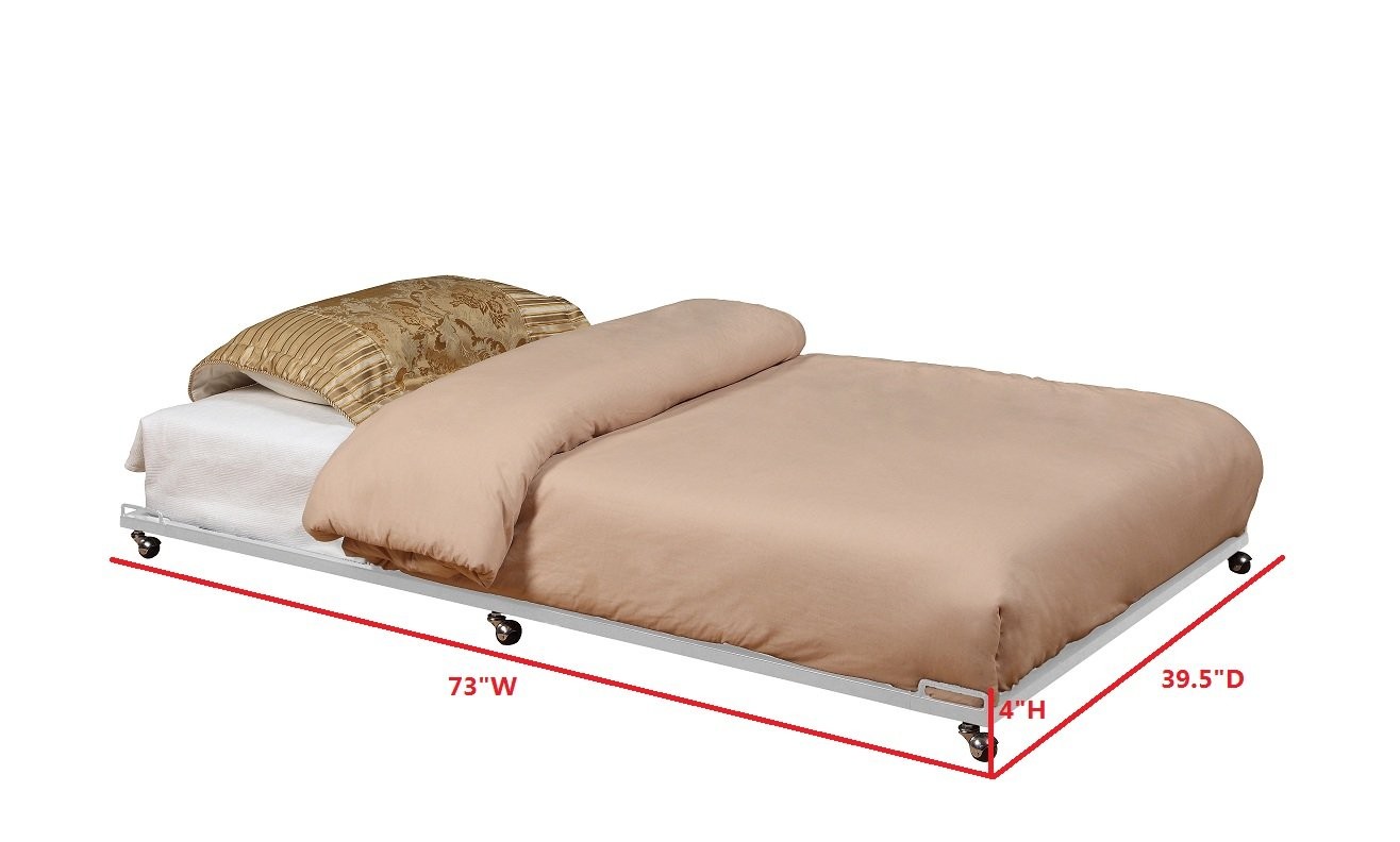 Kings Brand Furniture – Twin Size Metal Roll Out Platform Twin, Cream White