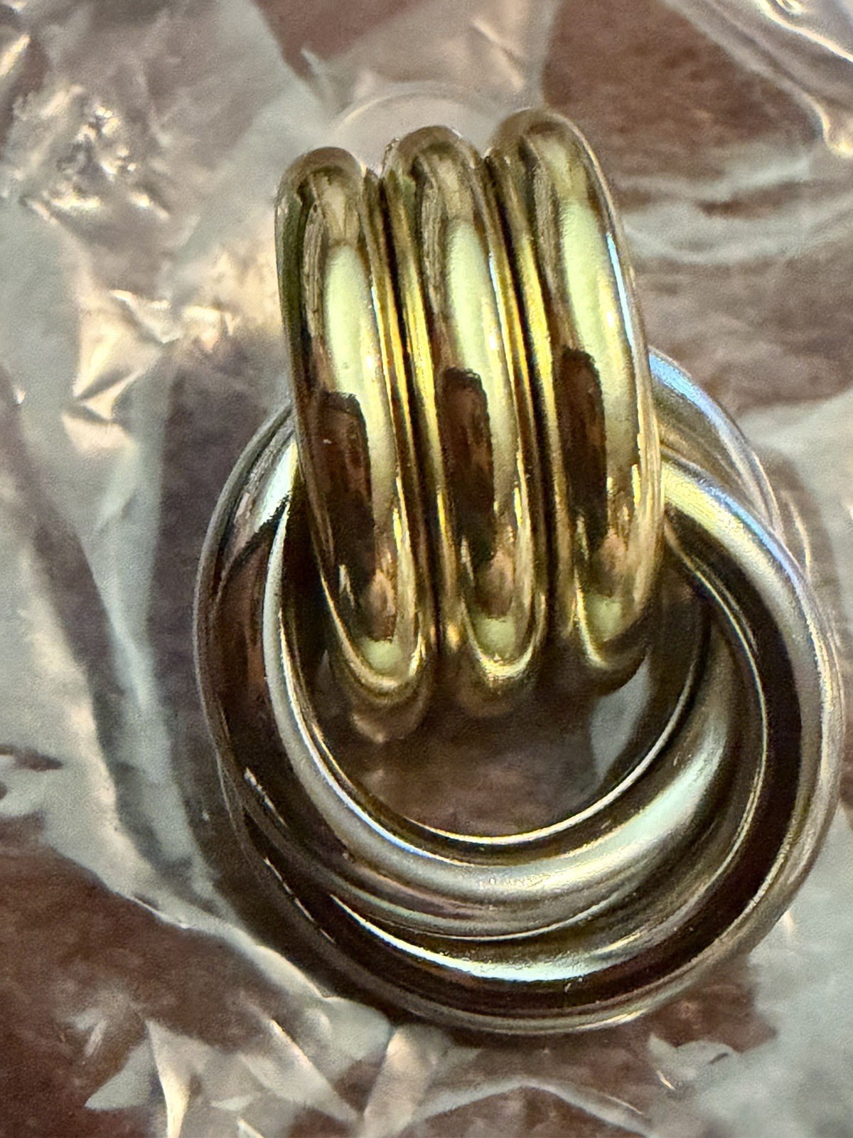 Chunky Knot Earrings Gold Silver Two Tone Statement Swirl Pierced New Box gift ￼