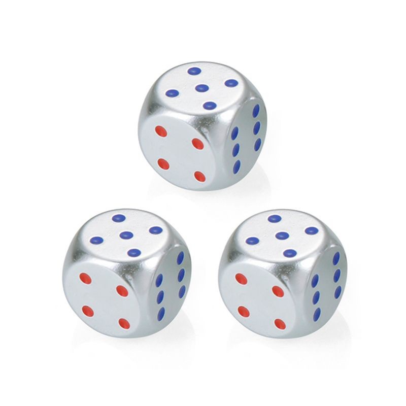 New 16MM Aluminum Alloy Dice Metal Game Die Rounded Corner Gaming Accessory 3pc