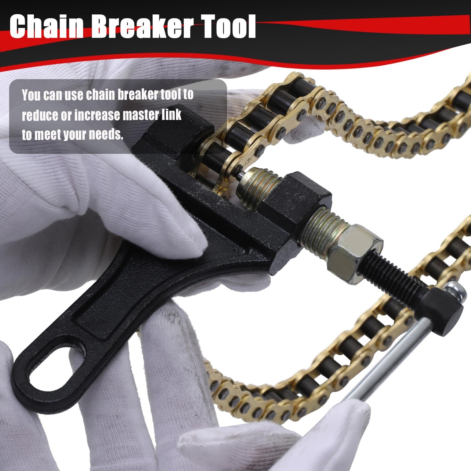 KAMIER 428 Drive Chain 102 Links Gold with Chain Breaker for 50cc 70cc 90cc 110c