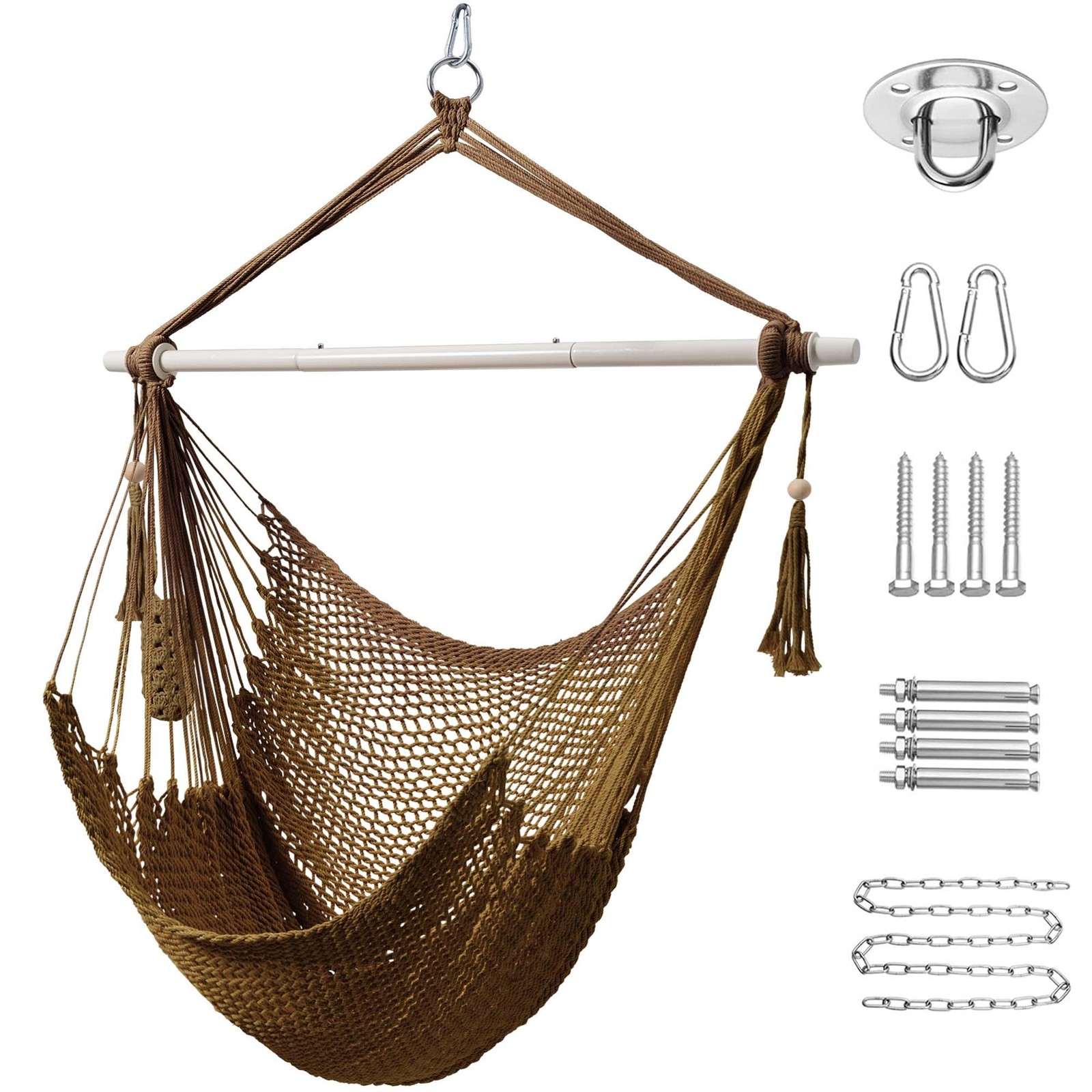 Lazy Daze Hammocks Chair Caribbean Hanging Rope Swing Chair, 40″ Natural