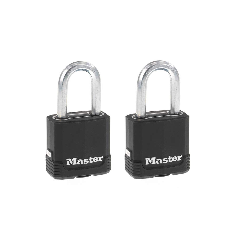 Master Lock Magnum Heavy Duty Outdoor Padlock with Key, 2 Pack, Covered