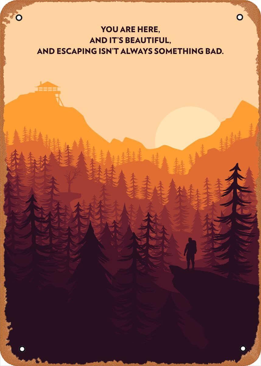 Video Game Poster Metal Tin Sign Firewatch Quote Minimalist Game Wall Art Decor