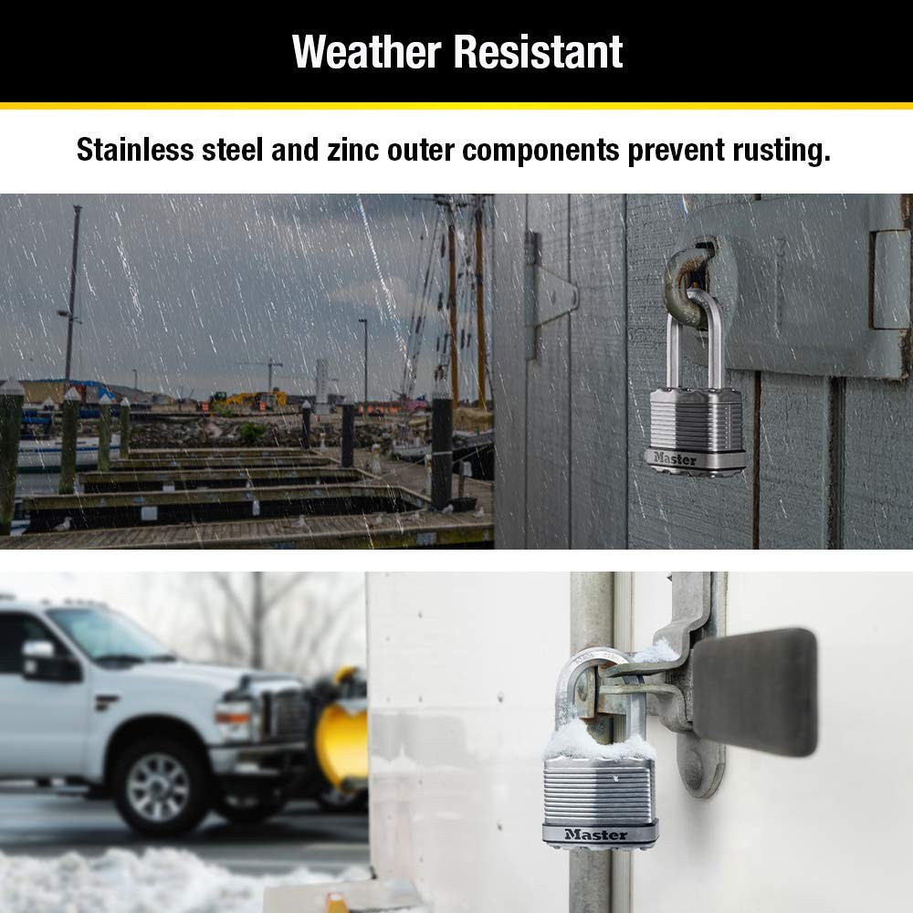 Master Lock Silver Magnum Outdoor Padlock with 4 Pack, Keyed-Alike,