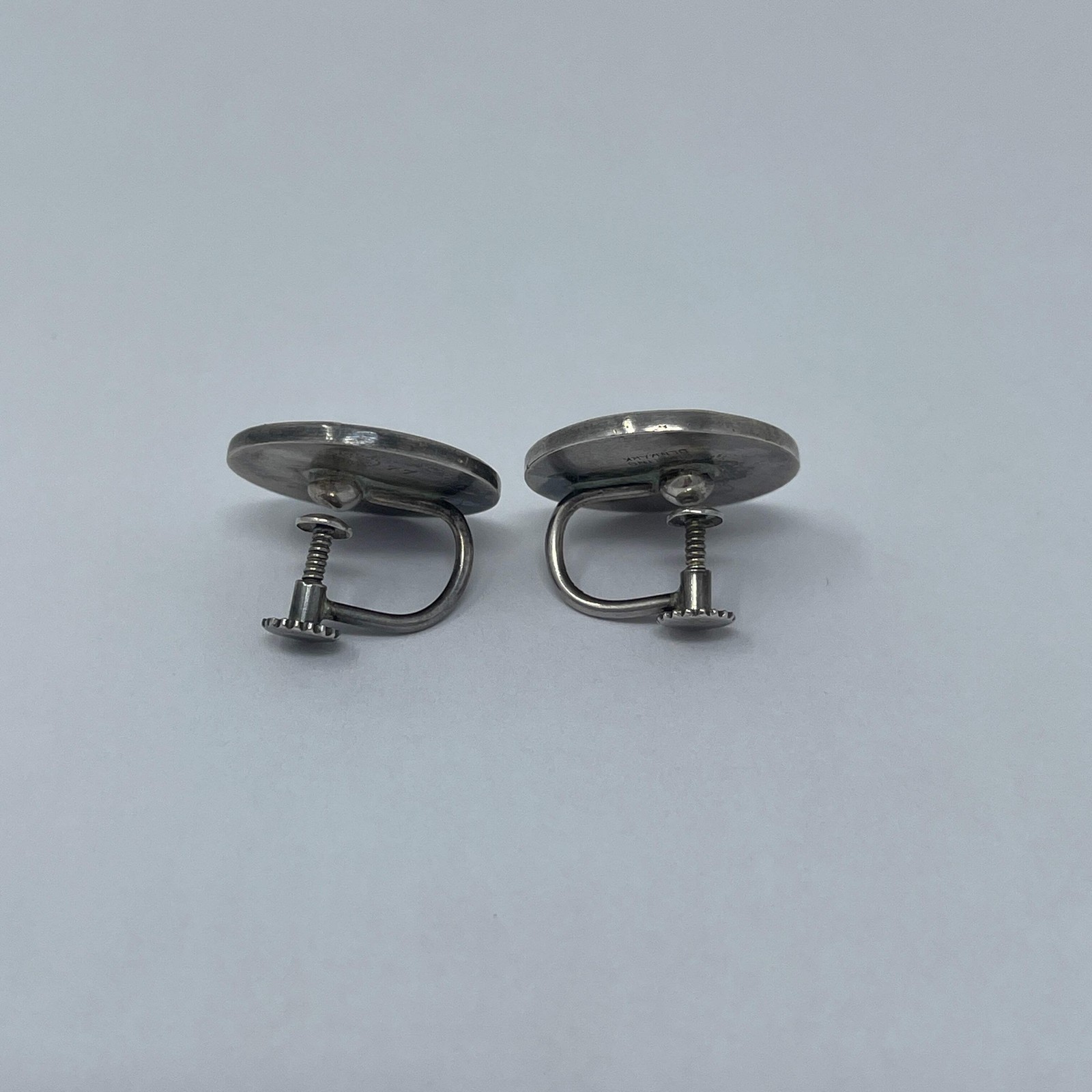 Estate Sterling Silver Art Deco Screw Back Earrings by Georg Jensen No 77