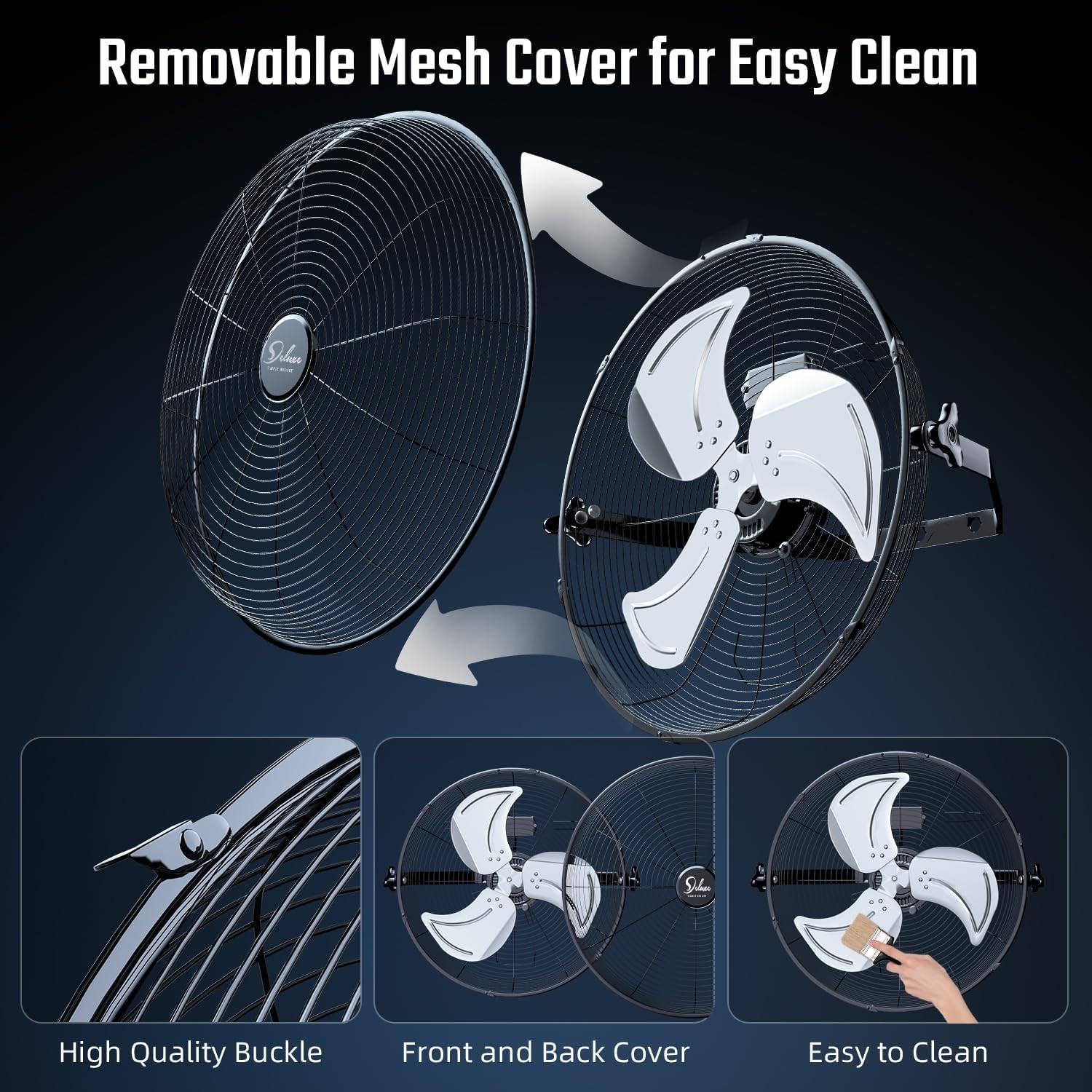 Simple Deluxe 18 Inch Industrial Wall Mount Fan, Max 4200 CFM 3 Speed Commerci