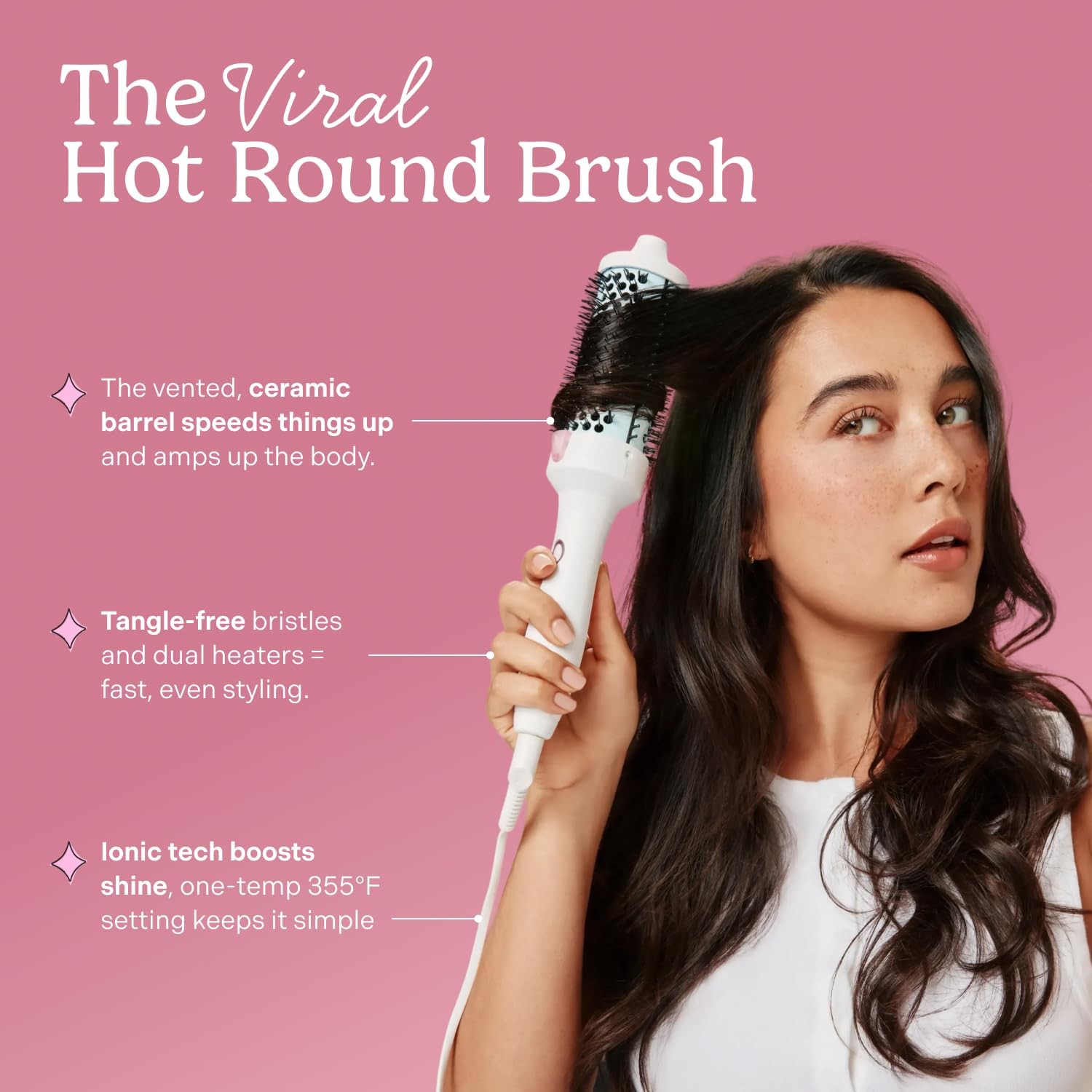 Mane Large Heated Round Brush – 1.77 Inch Thermal Brush for Voluminous Blowout