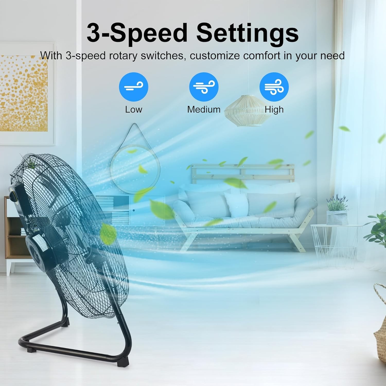 Uthfy 20 Inch High Velocity Heavy Duty Fan, Metal Industrial Floor Fan with Wa