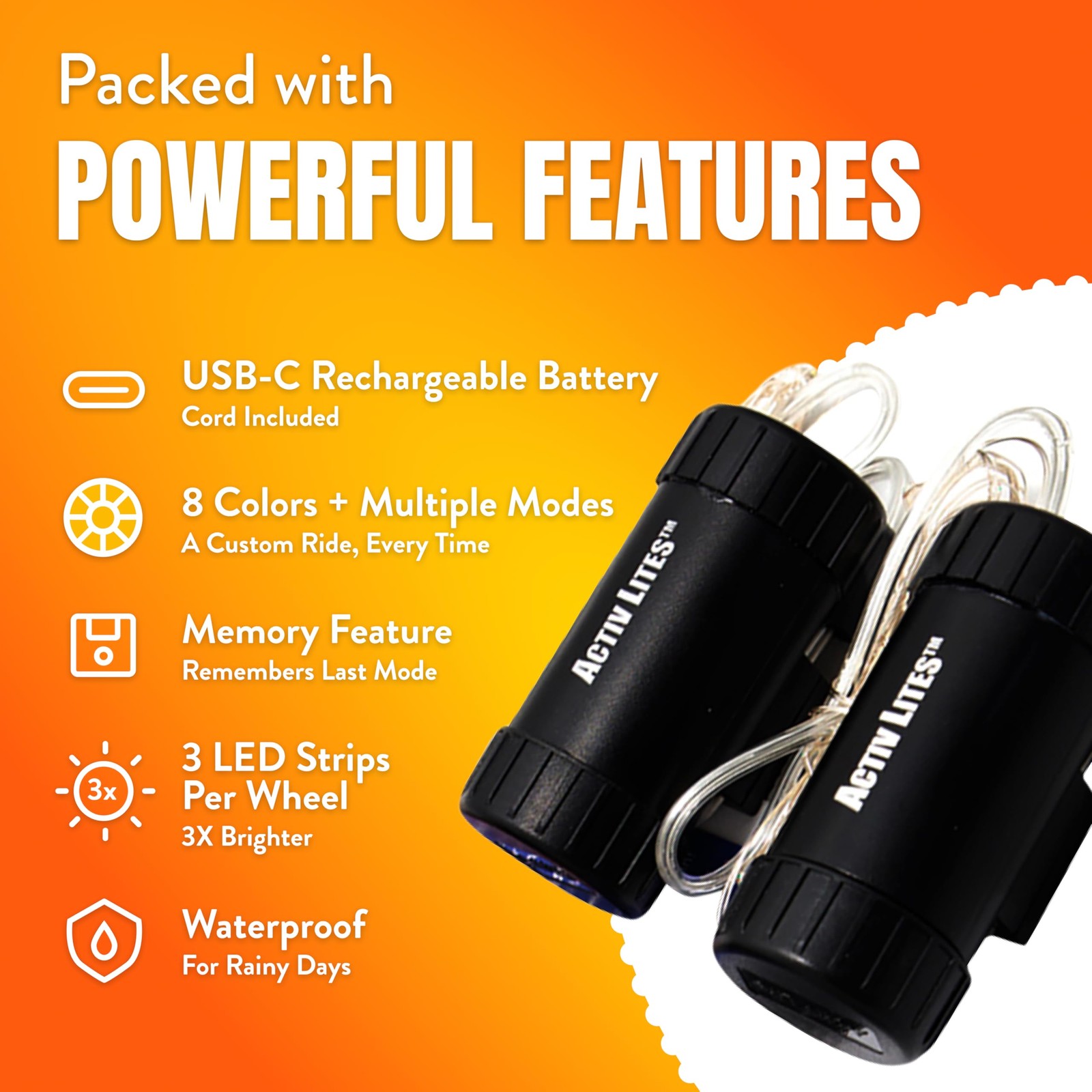 Activ Life LED Bike Wheel Lights with Batteries Included, Get 100% Orange
