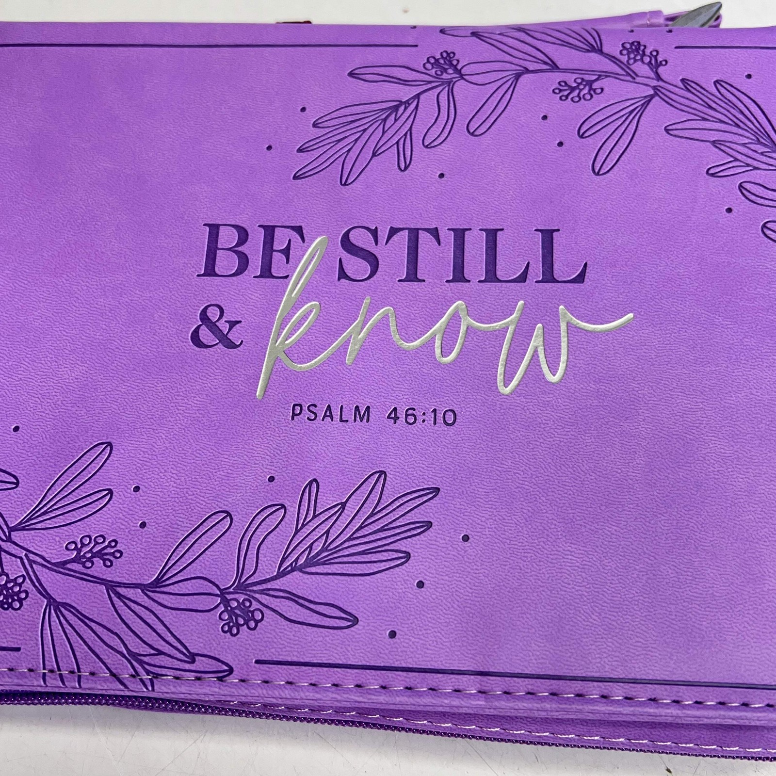 CHRISTIAN ART GIFTS Psalm 46:10 Faux Leather Bible Cover 6″x9″ Purple Laurel