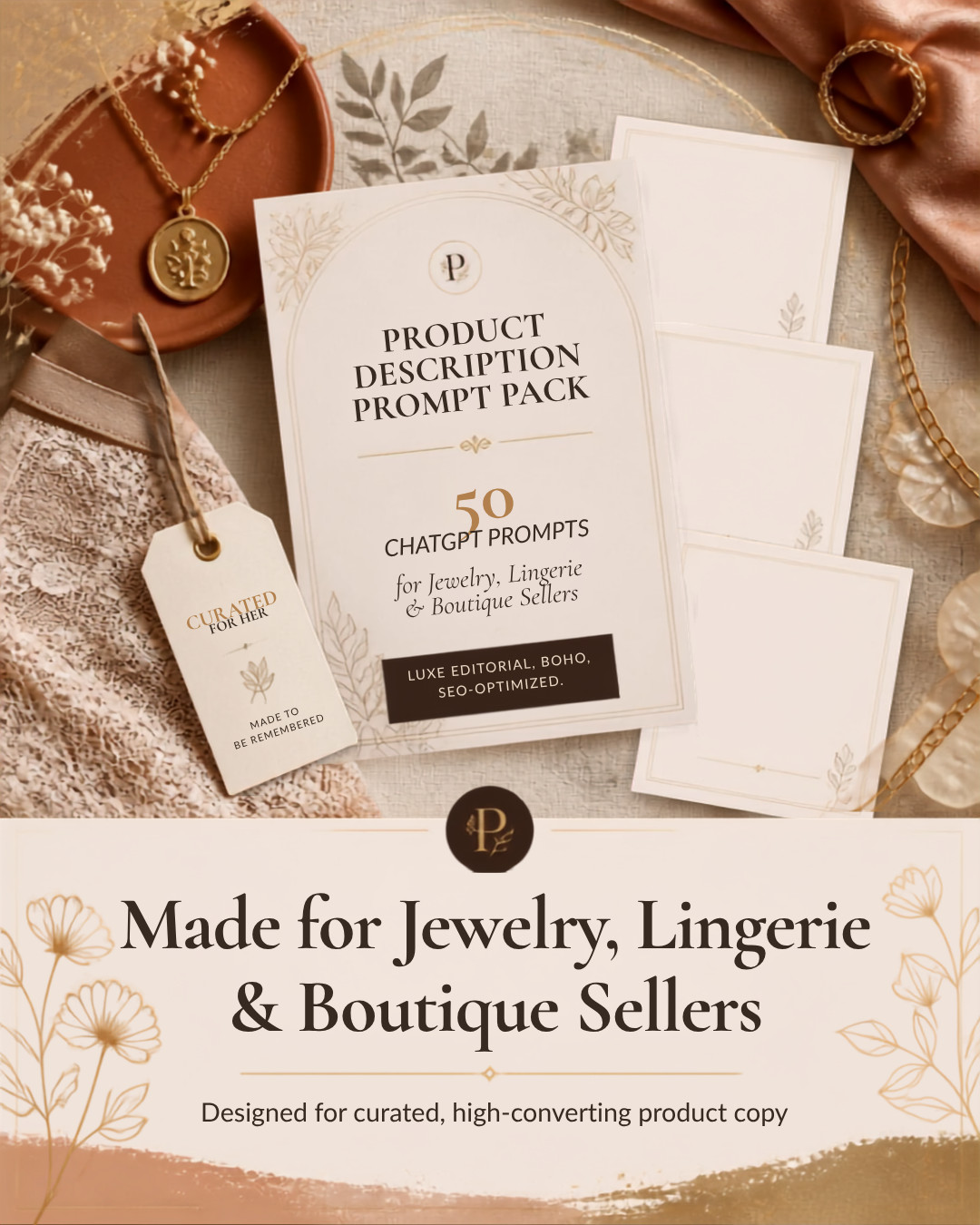 Product Description Prompt Pack 50 ChatGPT Prompts for Jewelry, Lingerie