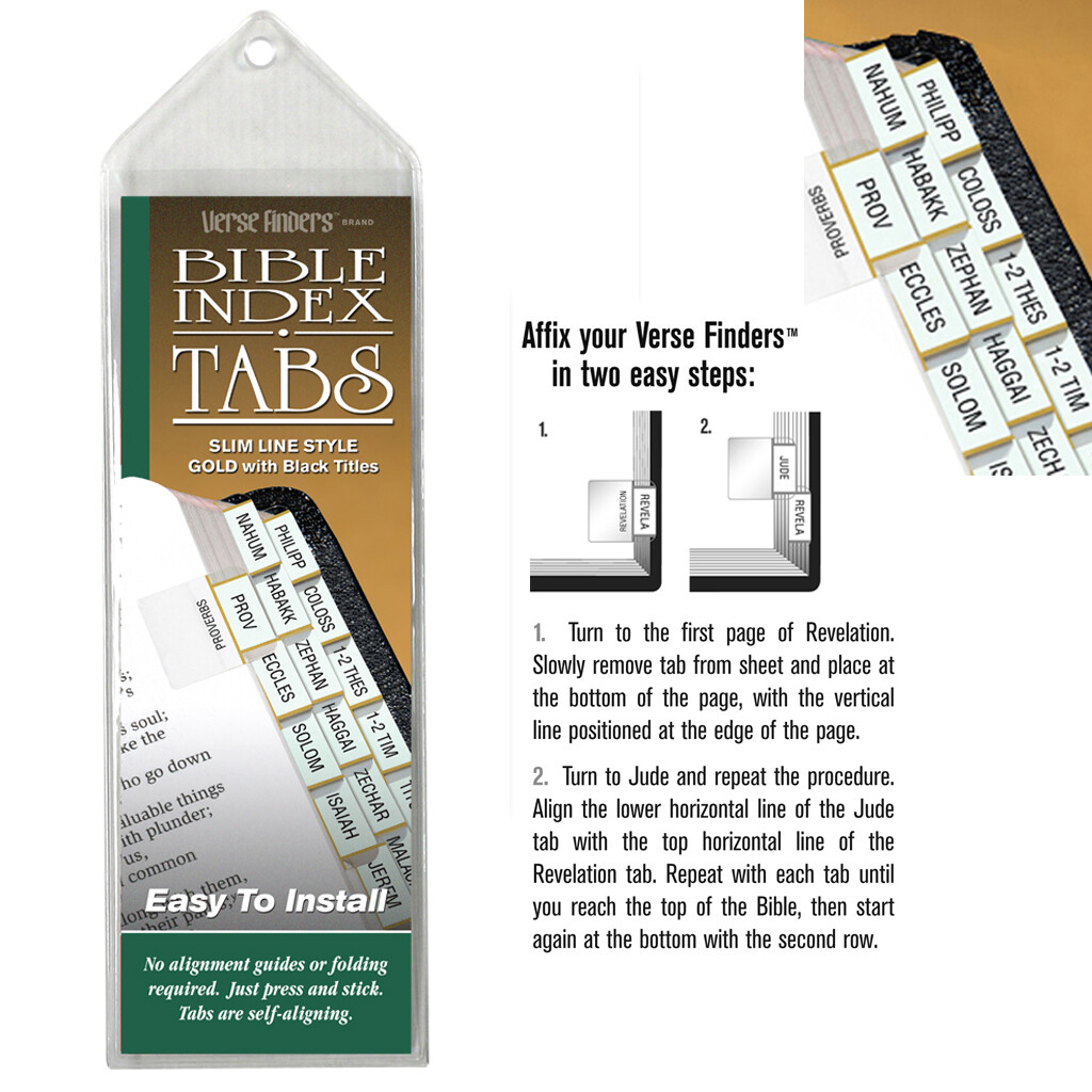 GOLD Bible Index Tabs Book Divider Labels – SLIM Style – Made in the USA