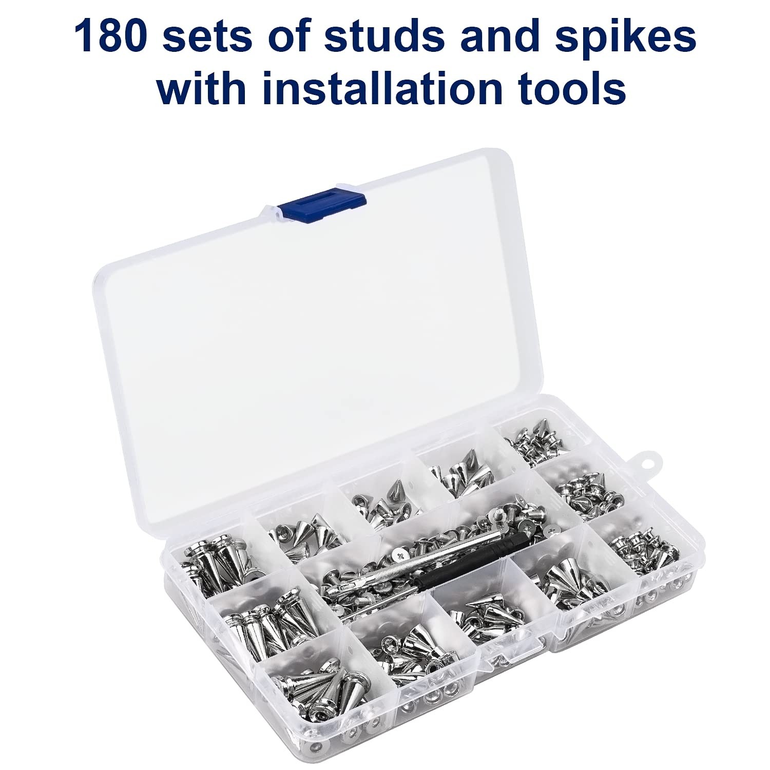360 Pcs Punk Spikes and Studs Kit, Multiple Size Cone