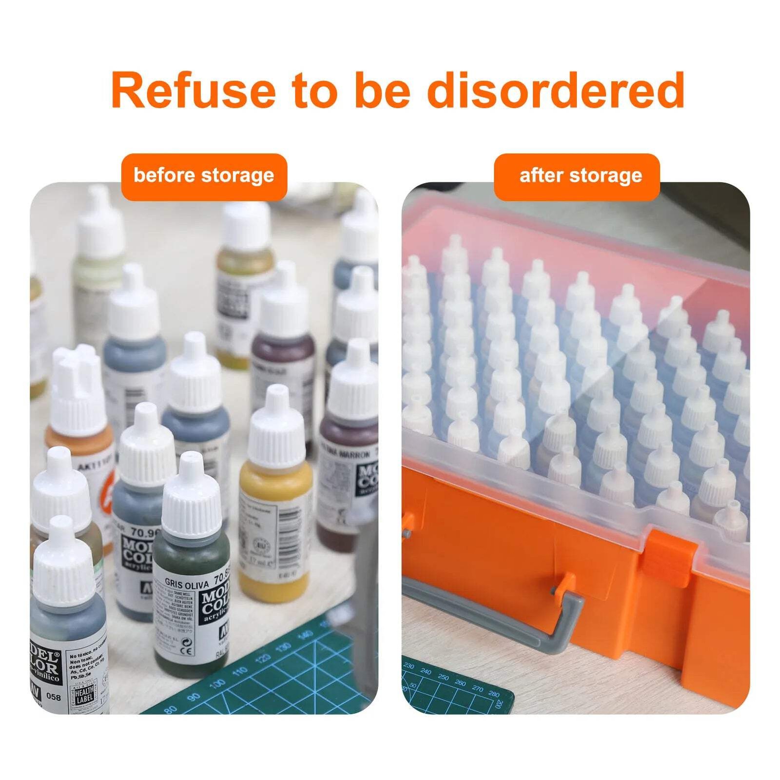 1pc Model Paint Organizer Pigment Bottle Storage Suitcase Portable Holds 88pcs B