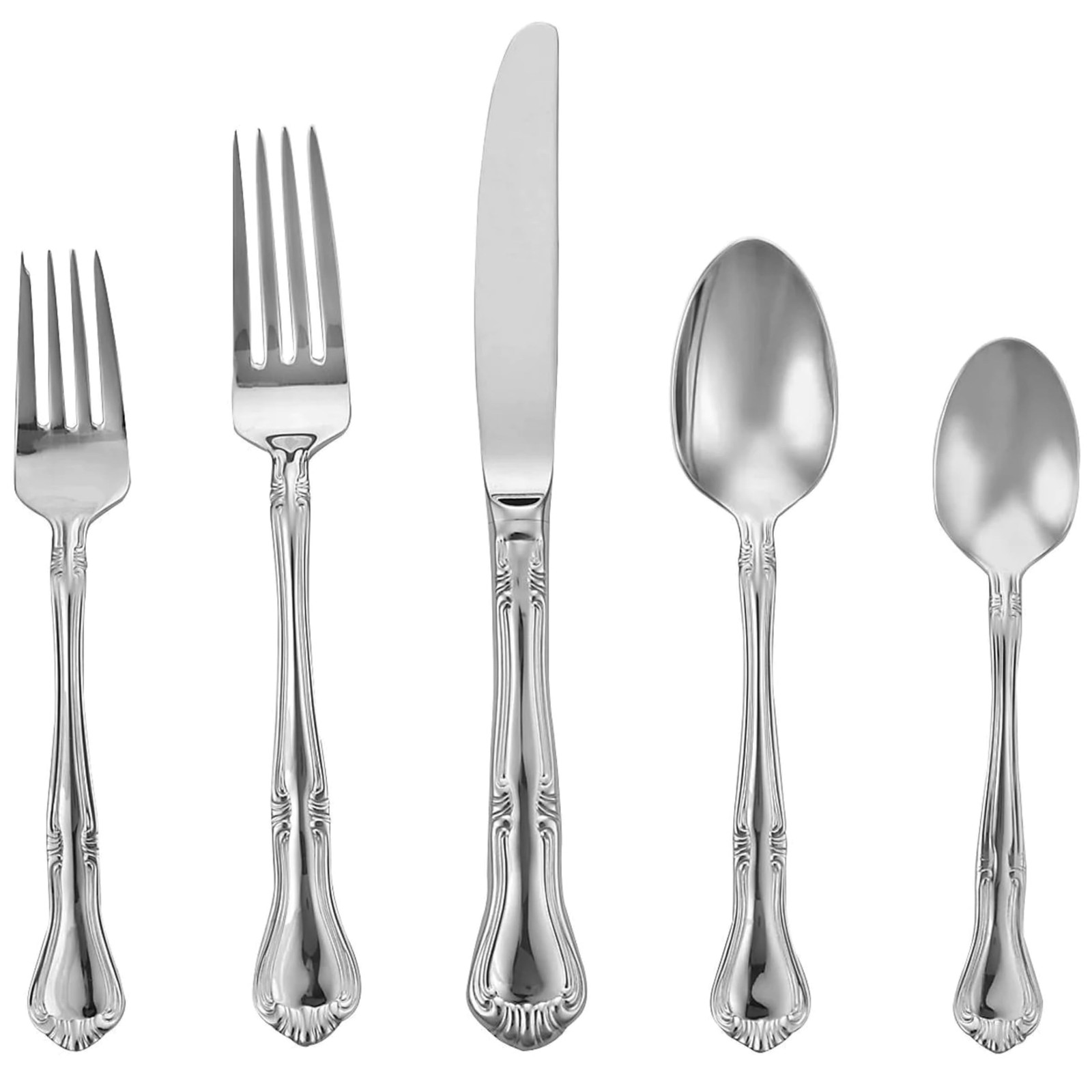 Gorham Valcourt Stainless Flatware 5 Piece Place Setting , 5 Piece, Silver