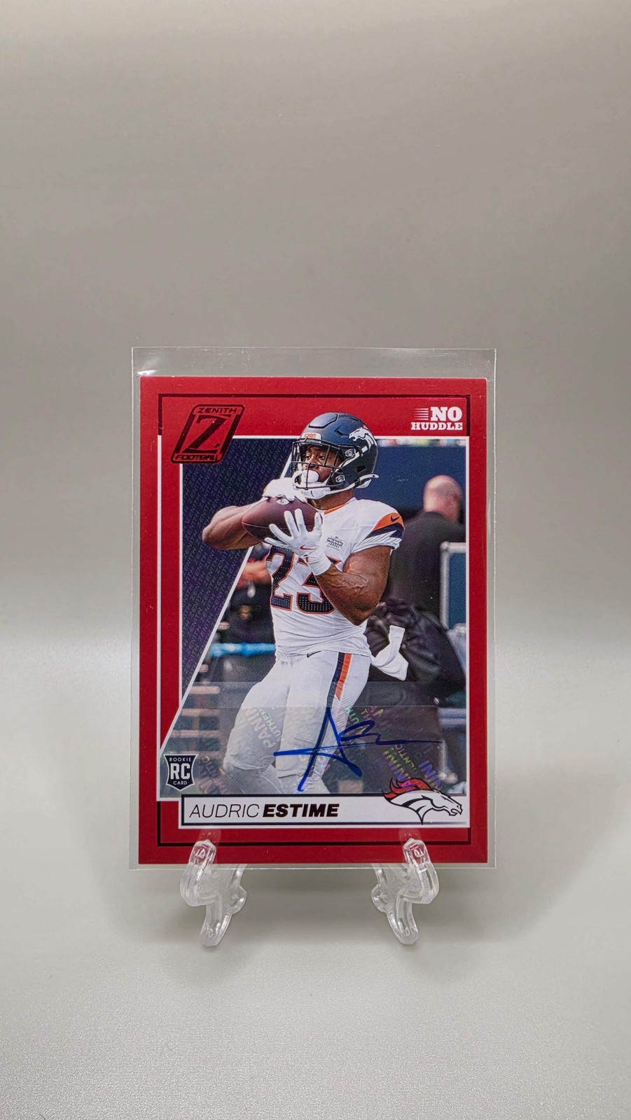 2024 Zenith Football Audric Estime No Huddle Red Rookie Auto #106