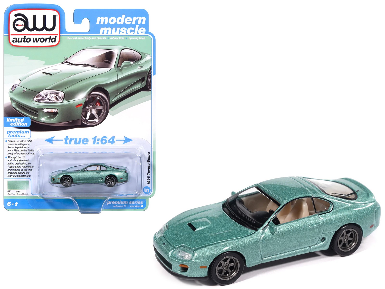 1998 Toyota Supra Caribbean Green Metallic “Modern Muscle” Series 1/64