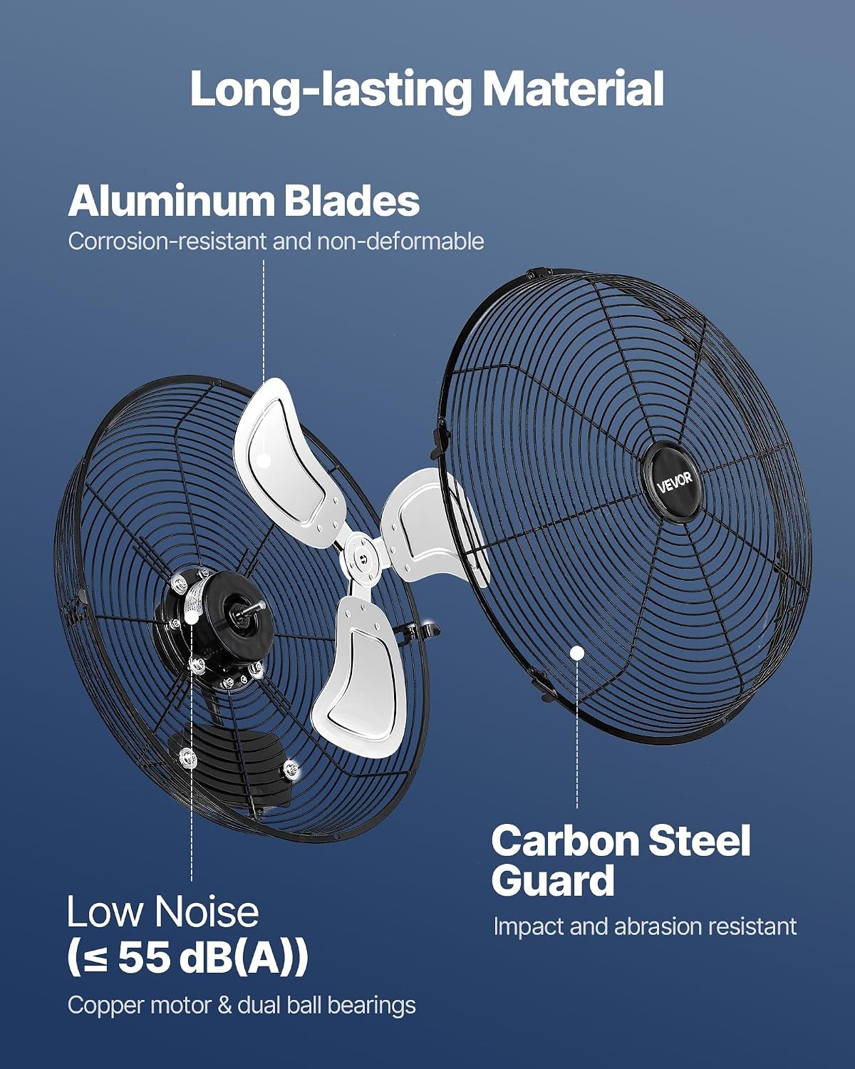 VEVOR 14 Inch Industrial Wall Mount Fan, High Velocity 2473 CFM Outdoor Fan wi
